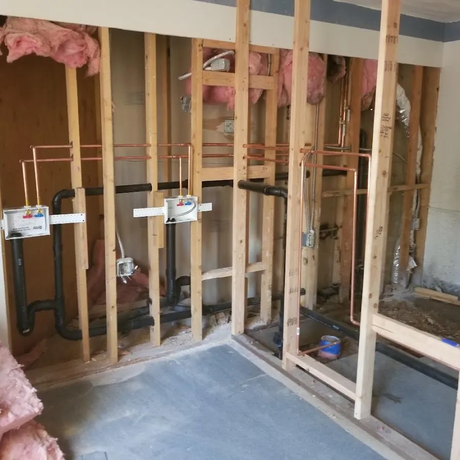 Copper pipe rough-in and plumbing installation in Portland
